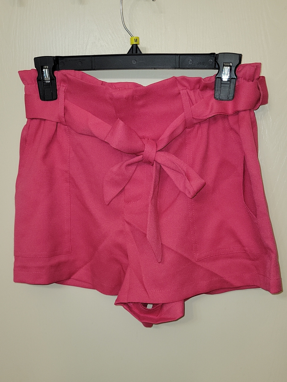 High-Waist Tie-Belt Women’s Shorts in Raspberry